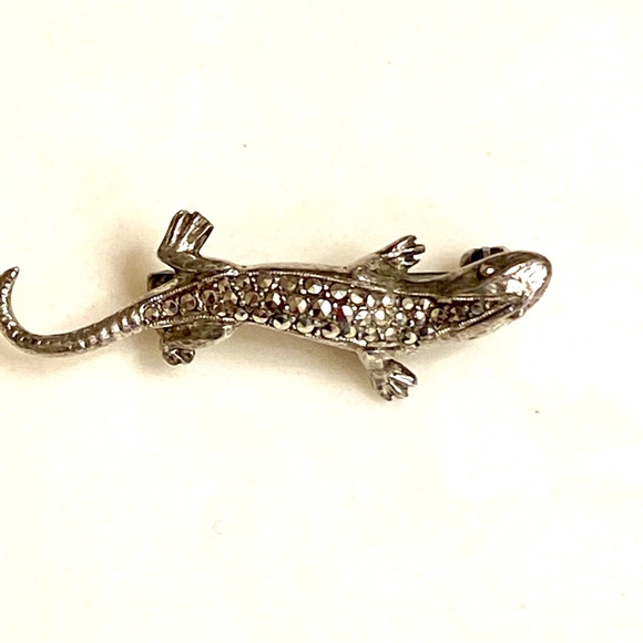 S. Christian Jewelry - Vintage German Sterling Silver Marcasite Lizard Brooch Pin.Marked & Tested EUC